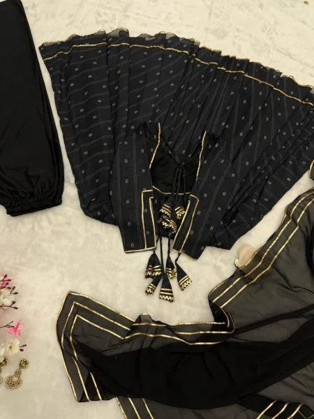 Gorgeous Black Anarkali Gown with Dupatta