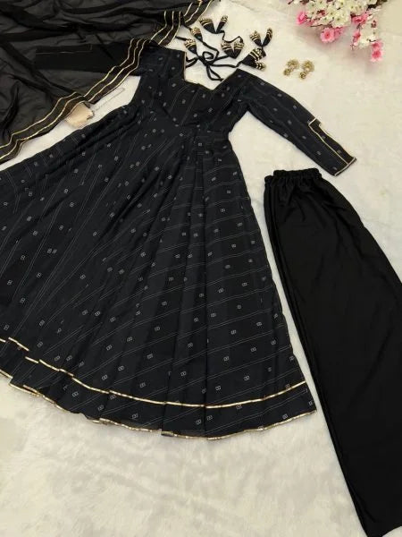 Gorgeous Black Anarkali Gown with Dupatta