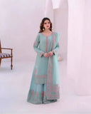 Pakistani Roman Silk Palazzo Suit Set