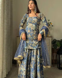 Trendy Chinnon Printed Kurti Sharara Set – Light & Comfortable Ethnic Outfit