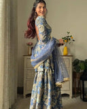 Trendy Chinnon Printed Kurti Sharara Set – Light & Comfortable Ethnic Outfit