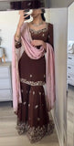 Classic Natural Crepe Embroidered Sharara Suit – Stylish Comfort Meets Tradition