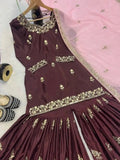 Classic Natural Crepe Embroidered Sharara Suit – Stylish Comfort Meets Tradition