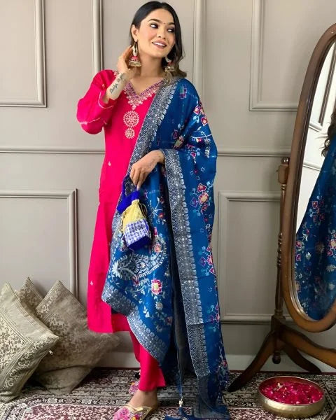 Traditional Viscose Chanderi Suit