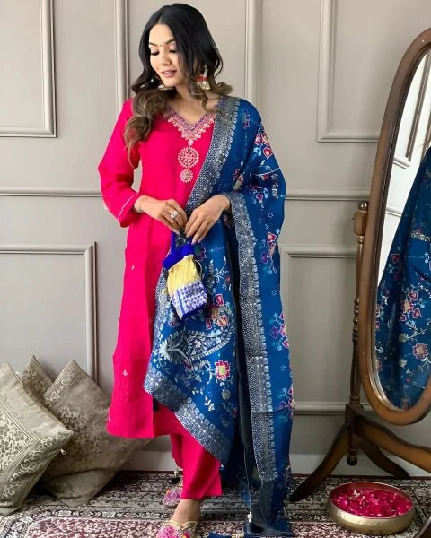 Traditional Viscose Chanderi Suit