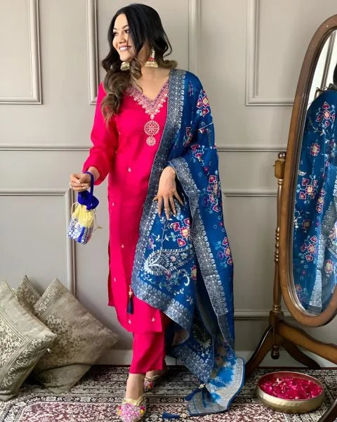 Traditional Viscose Chanderi Suit