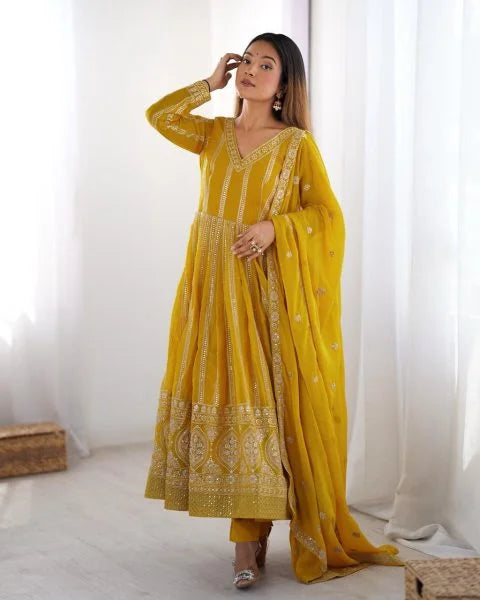 Classic Anarkali Set Elegant Look with Dupatta