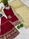 Show-Stopping Heavy Faux Georgette Kurti with Sharara – Perfect for Special Occasions
