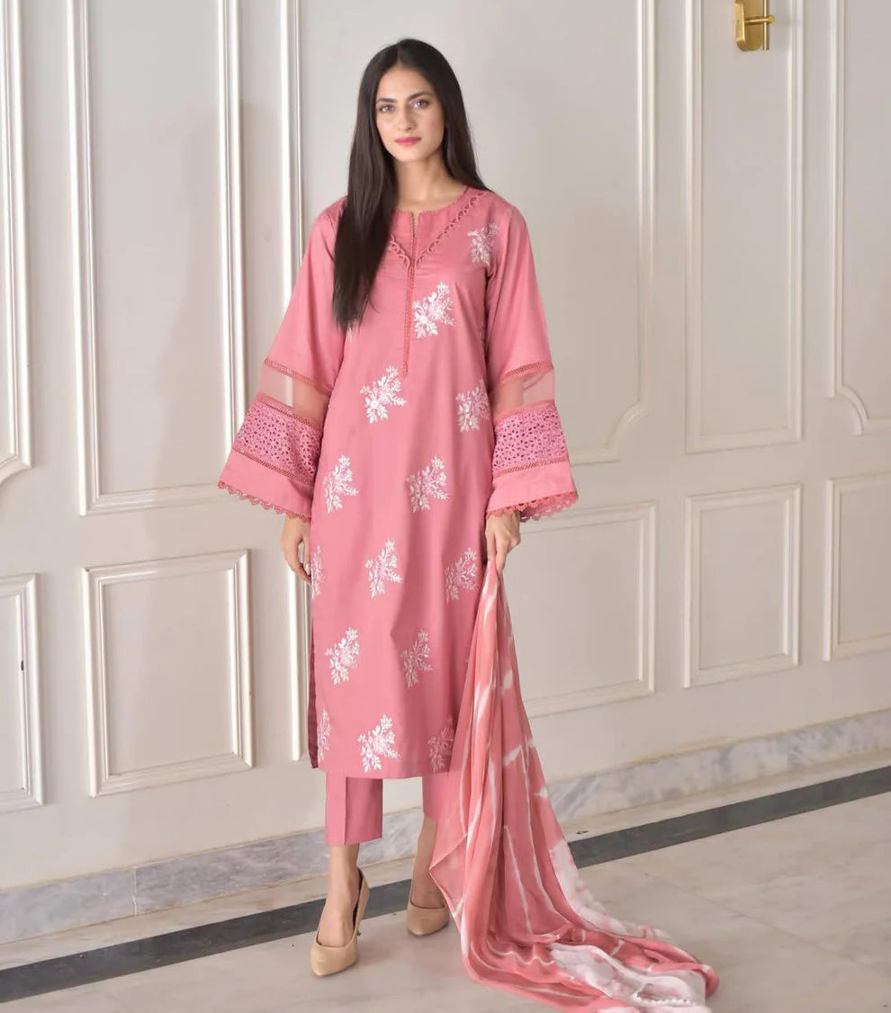 Pakistani Suit Roman Silk Embroidery Work
