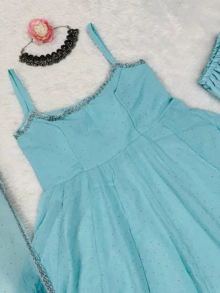 Crunch Silk Anarkali Suit Set
