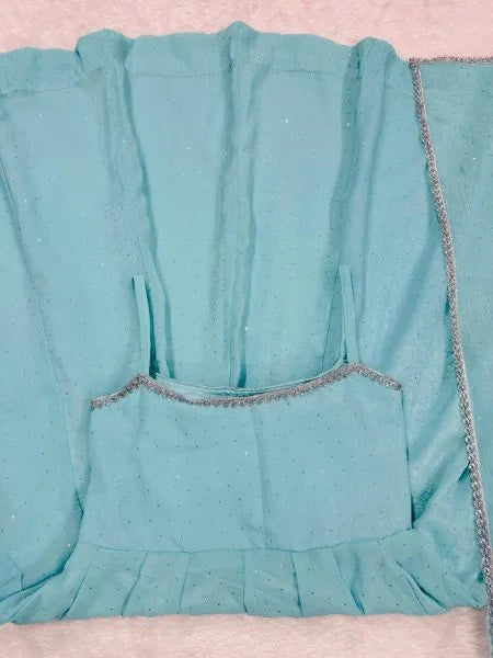 Crunch Silk Anarkali Suit Set