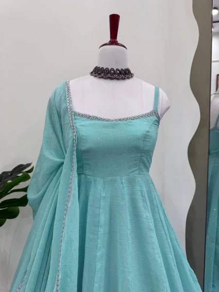 Crunch Silk Anarkali Suit Set