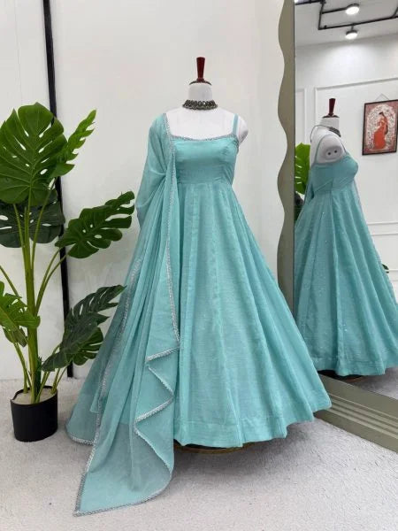 Crunch Silk Anarkali Suit Set