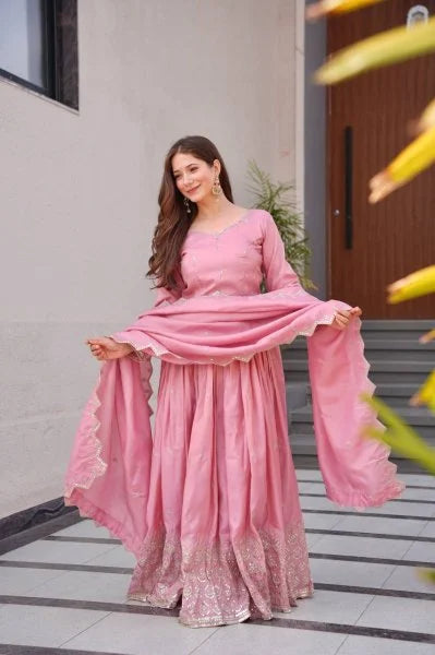 Blush Pink Embroidered Gown