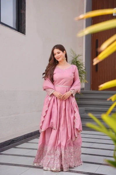 Blush Pink Embroidered Gown