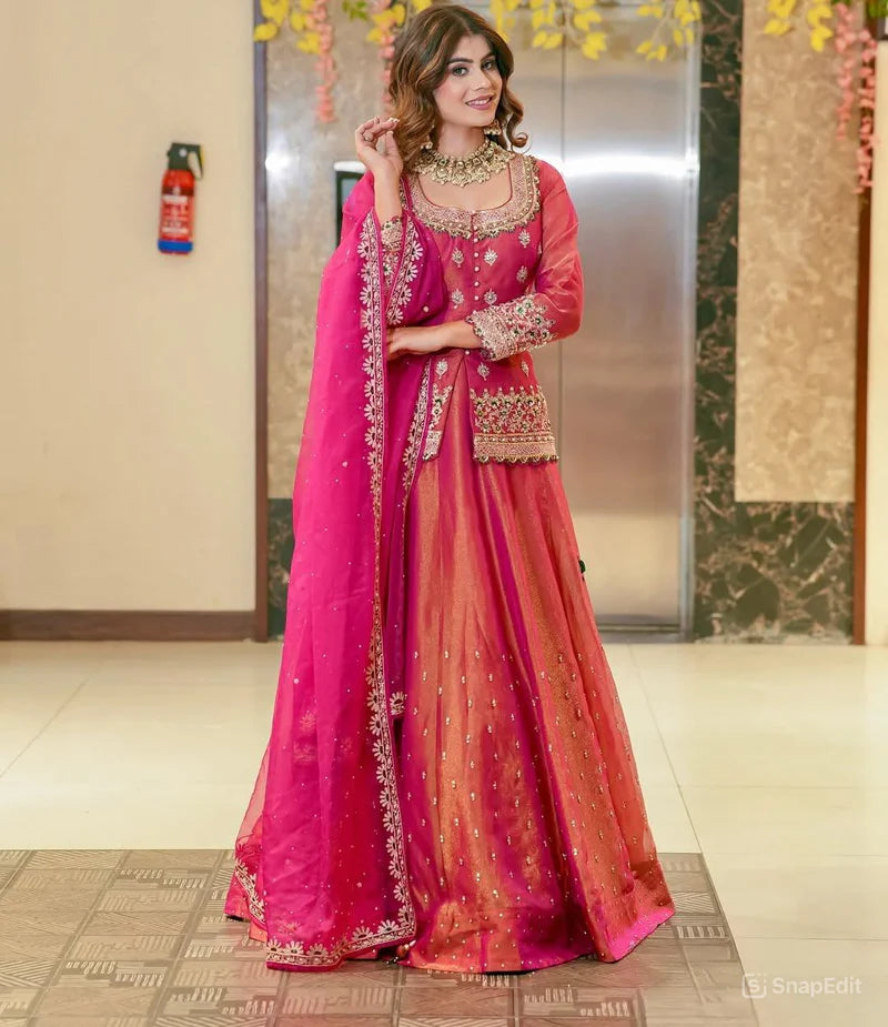 Pakistani style Embroidered Trendy Lehenga Set