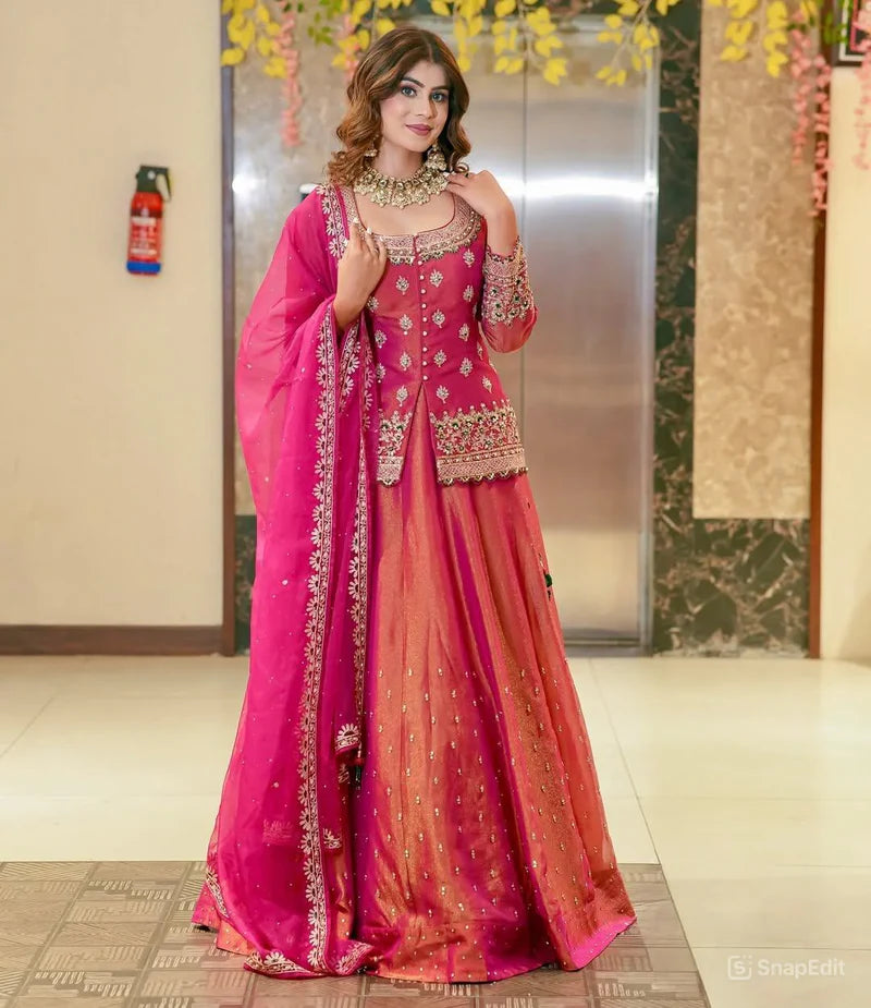 Pakistani style Embroidered Trendy Lehenga Set