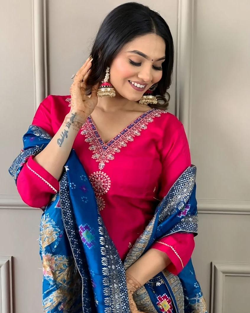 Traditional Viscose Chanderi Suit