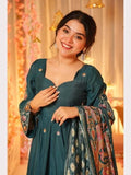 Trendy Teal Kurti Set with Palazzo & Dupatta