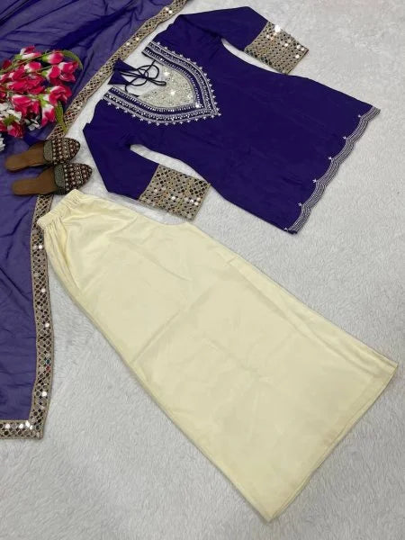 Vibrant Purple and Gold Designer Suit with Dupatta