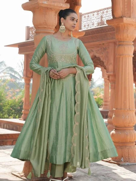 Trendy Vichitra Silk Suit Set with Dupatta