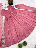Classic Gold Crush Silk Gown With Dupatta